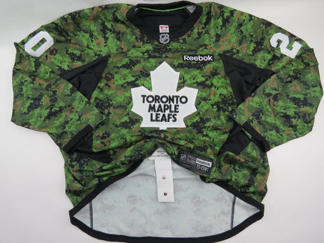 Team Issued Toronto Maple Leafs Military Night Warm Up NHL Hockey Jersey 58+ Camo #20