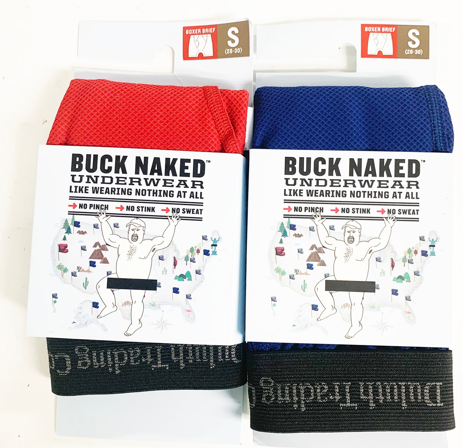NEW Duluth Buck Naked Navy/Red Boxer Briefs 2 Pack Small (S) (28-30)