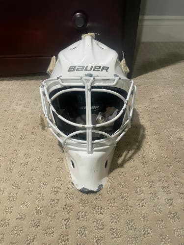 Bauer NME VTX White Goal Mask with Non-certified Cat Eye