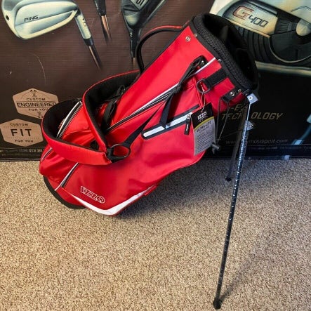 NEW Izzo Golf Stand Bag Red And Black With Backpack Straps
