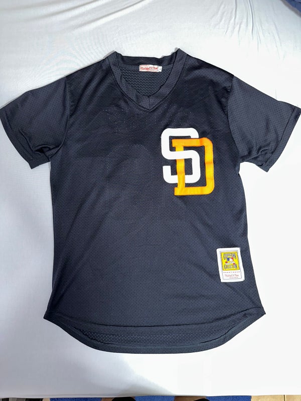 Men's Mitchell and Ness Tony Gwynn San Diego Padres Authentic White/Blue  Strip Throwback Jersey