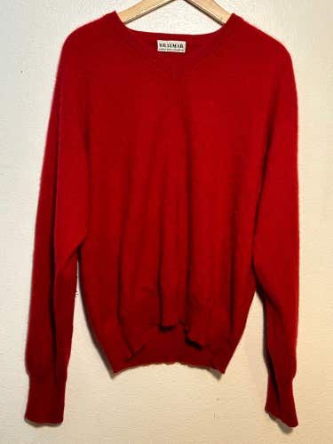 BRAEMAR 100% Cashmere V-Neck Pullover Sweater in Red US Men's Size Large L NICE!