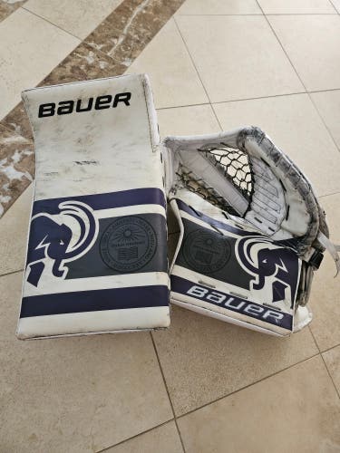 Used Bauer 2S Pro Goalie Glove and Blocker