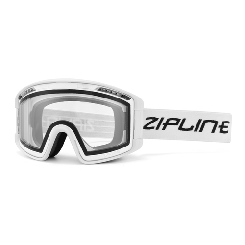 New ZiplineSki 'KLIK' Goggles - White Frame - Clear Lens