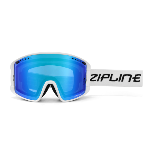 New ZiplineSki 'KLIK' Goggles - White Frame - Blue Moon Lens