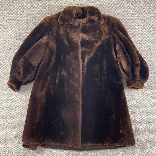 Vintage Mahogany Brown Faux Mink Fur Coat Morrison’s St. Paul MN XL/XXL