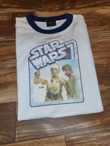Vintage Rare Star Wars 3-CPO Luke Skywalker Movie Promo Changes Shirt Size Large