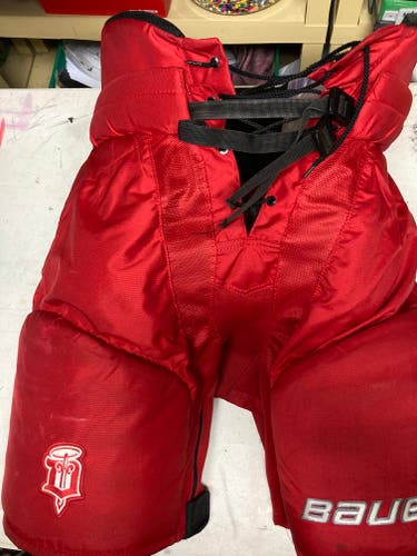 Senior Used Medium Red Bauer Custom Pro Hockey Pants Pro Stock