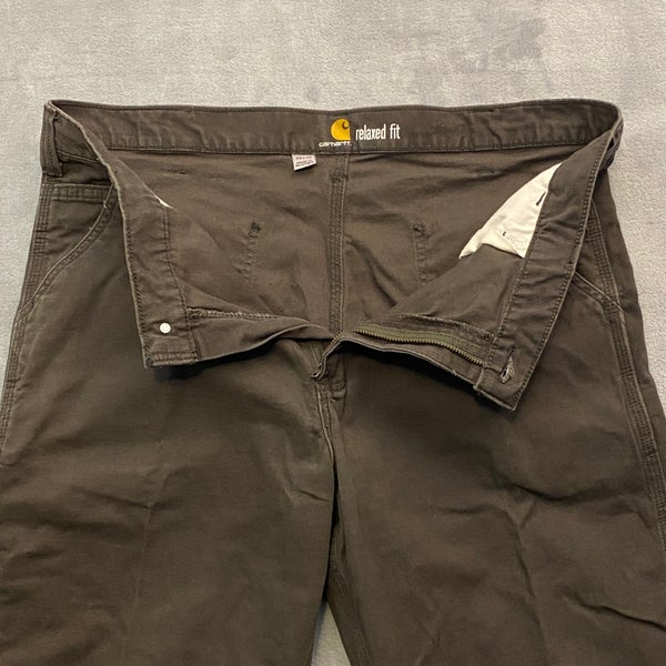 Carhartt Pants Men 38x30 Relaxed Fit Brown Denim Rugged Flex Duck Cargo  Jeans