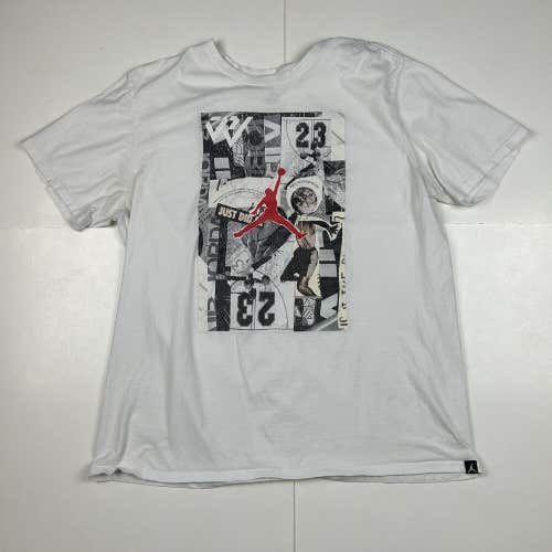 Nike Air Jordan Graphic T-Shirt Newspaper Cut Out Basketball White Sz XL