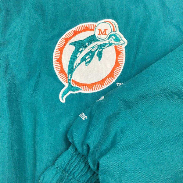 Vintage 90s Miami dolphins NFL hooded puffer jacket. High-quality