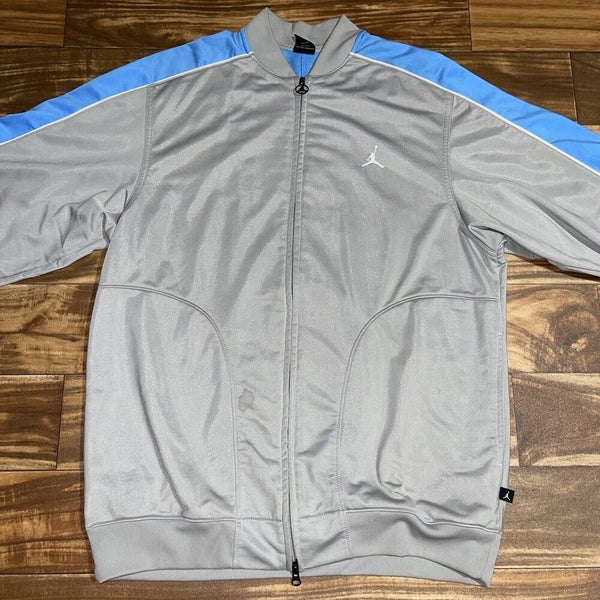 Air Jordan Track Jacket Mens Gray Full Zip Sweatshirt NBA Streetwear Casual L