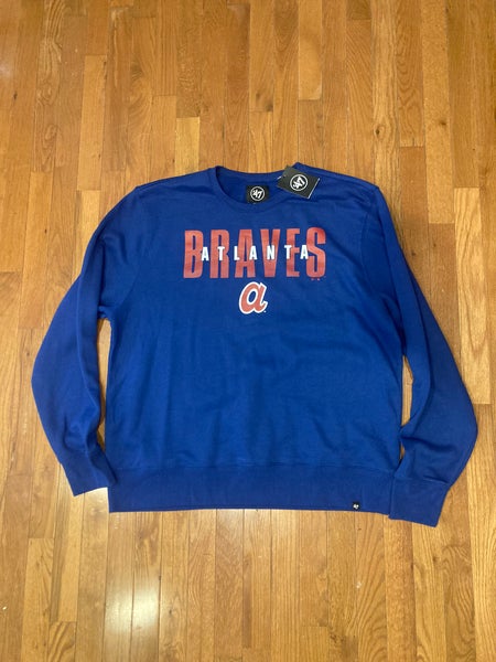 Sweatshirts  Mens 47 Brand Atlanta Braves Top Team Headline Crew Fall Navy  ⋆ Madden Maritime