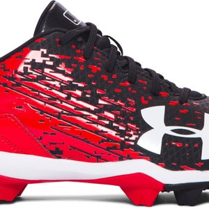 Youth Under Armour Red/Black Leadoff Low RM Junior Baseball Cleats