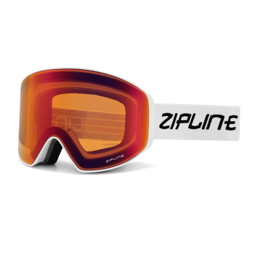 New ZiplineSki 'Podium XT' Goggles - White Frame - Scorched Lens