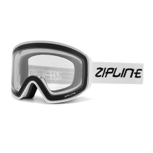 New ZiplineSki 'Podium XT' Goggles - White Frame - Clear Lens