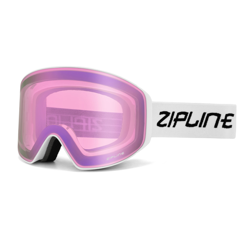 New ZiplineSki 'Podium XT' Goggles - White Frame - Cherry Blossom Lens