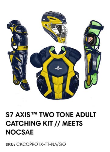 NEW All Star System 7 Axis Catcher's Set - Navy/Gold