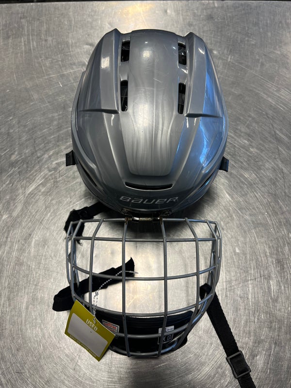 Rare ANZE KOPITAR LA Kings Bauer CHROME Silver SS Pro Stock Hockey Helmet  COA