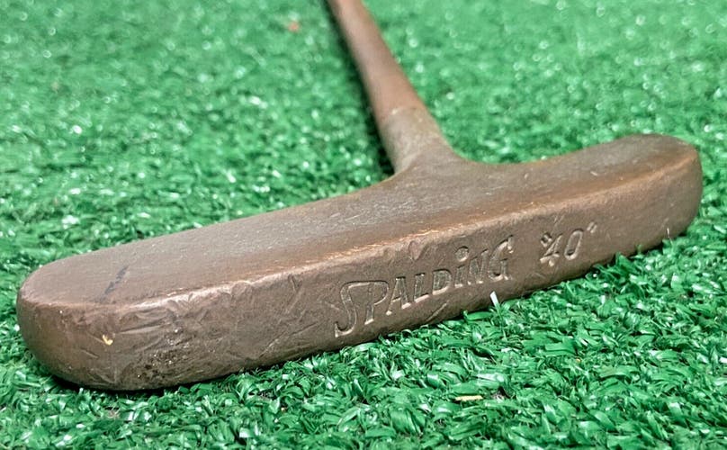 Spalding 40 Blade Putter RH Steel 34.75 Inches With Original Leather Grip