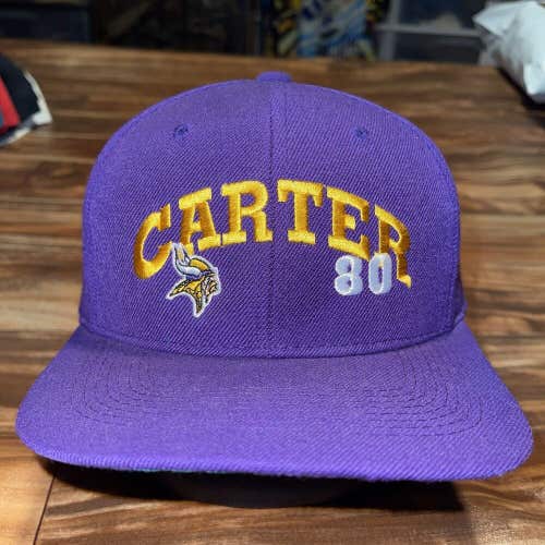 Vintage 90s Minnesota Vikinge Cris Carter Snapback Hat Wool Blend