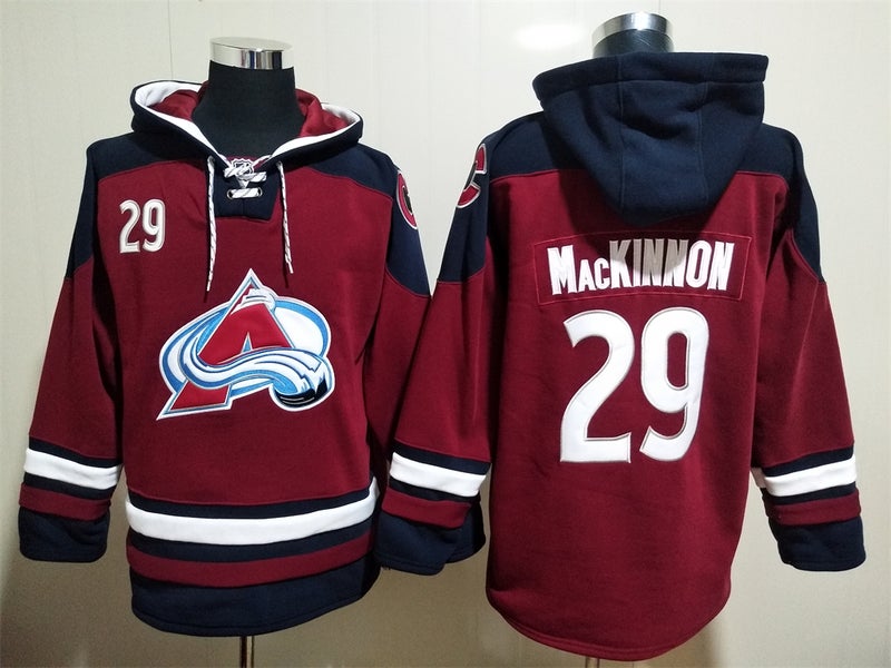 Profile Women's Nathan MacKinnon Burgundy Colorado Avalanche Plus Size Lace- Up V-Neck Pullover Hoodie - ShopStyle