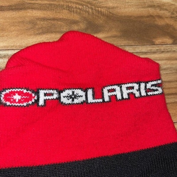Vintage 90s Polaris Edge Snowmobiling Knit Cap Winter Beanie Hat