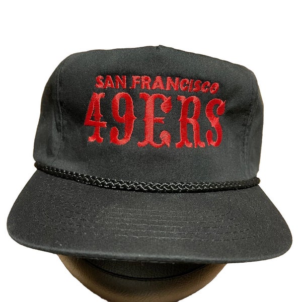 Vintage San Francisco 49ers Hat Cap Snapback Black Red Leather NFL