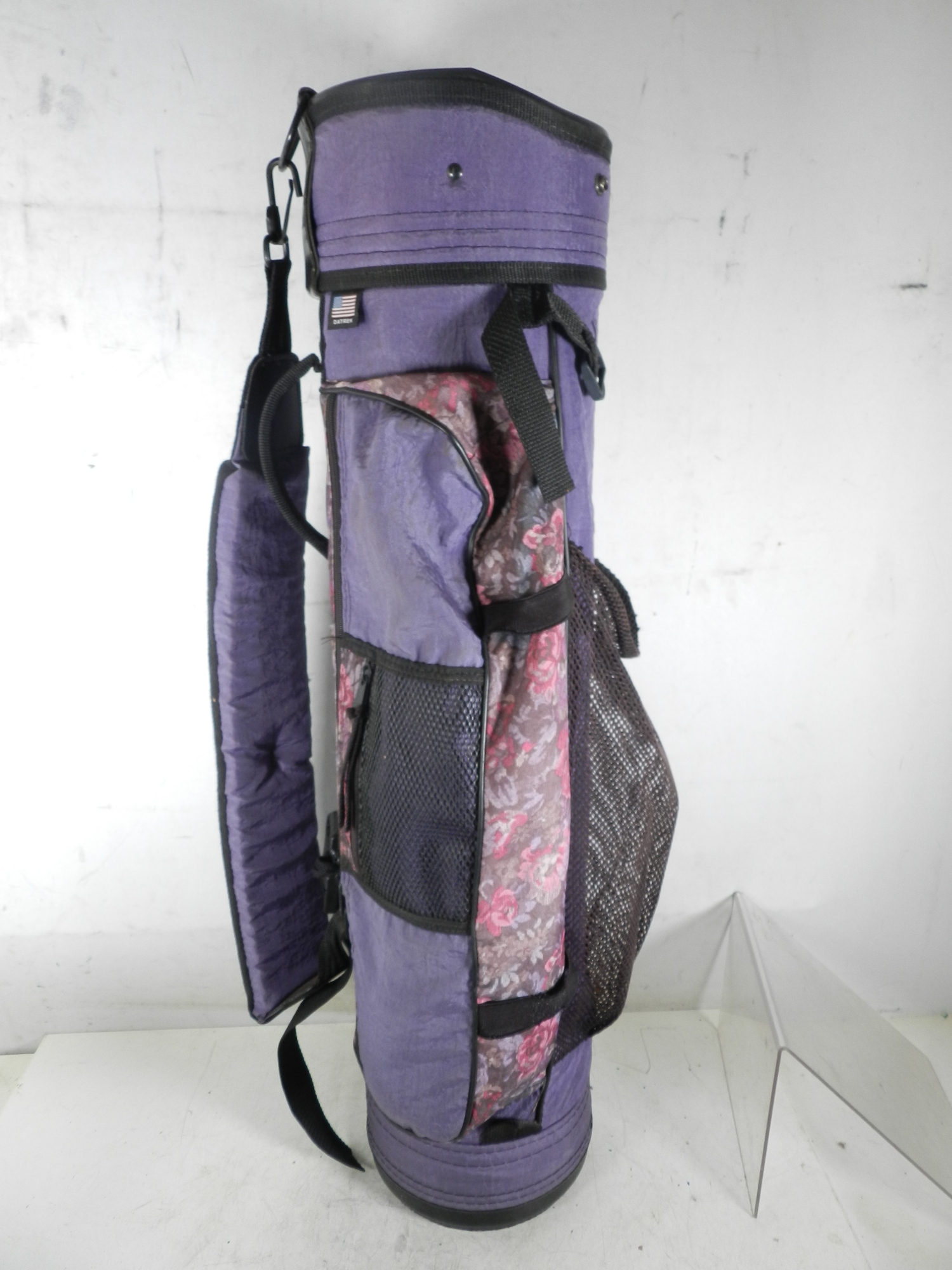 DATREK Women's Golf Club Bag Purple Floral Design 4 Way Divider, Carry Strap