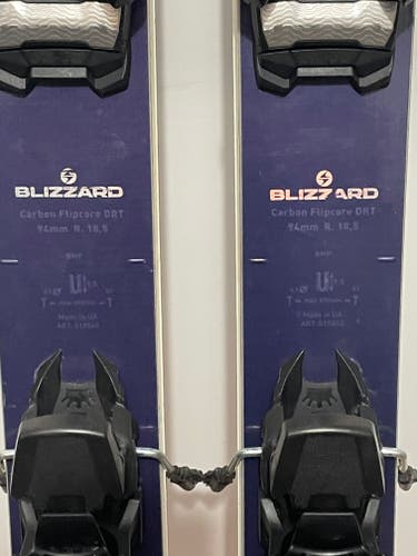 Used 2018 Blizzard  188 cm Powder Rustler 9 Skis With Bindings Max Din 16