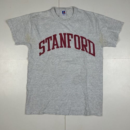 Vintage Stanford University Russell Athletic T-Shirt Gray Made in USA Sz S