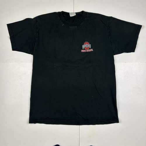 Y2K Champion Ohio State University Buckeyes Black T-Shirt Embroidered Sz Large