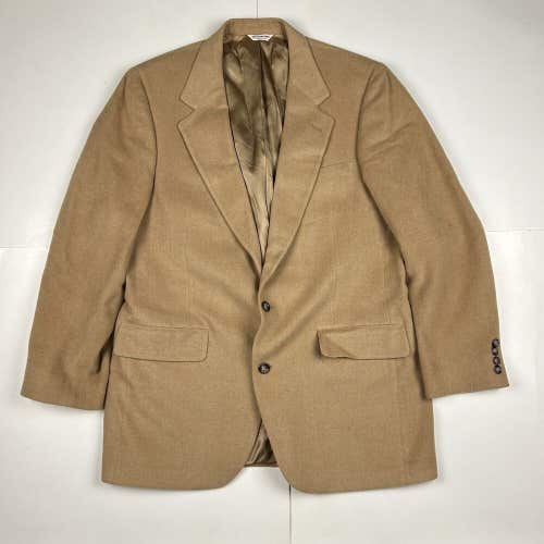 Bill Blass 100% Camel Hair Blazer Coat Dress Jacket Light Brown Two Button 44R