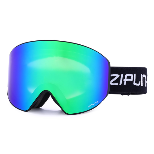 New ZiplineSki 'Podium XT' Goggles - Black Frame - Ocean Green Lens