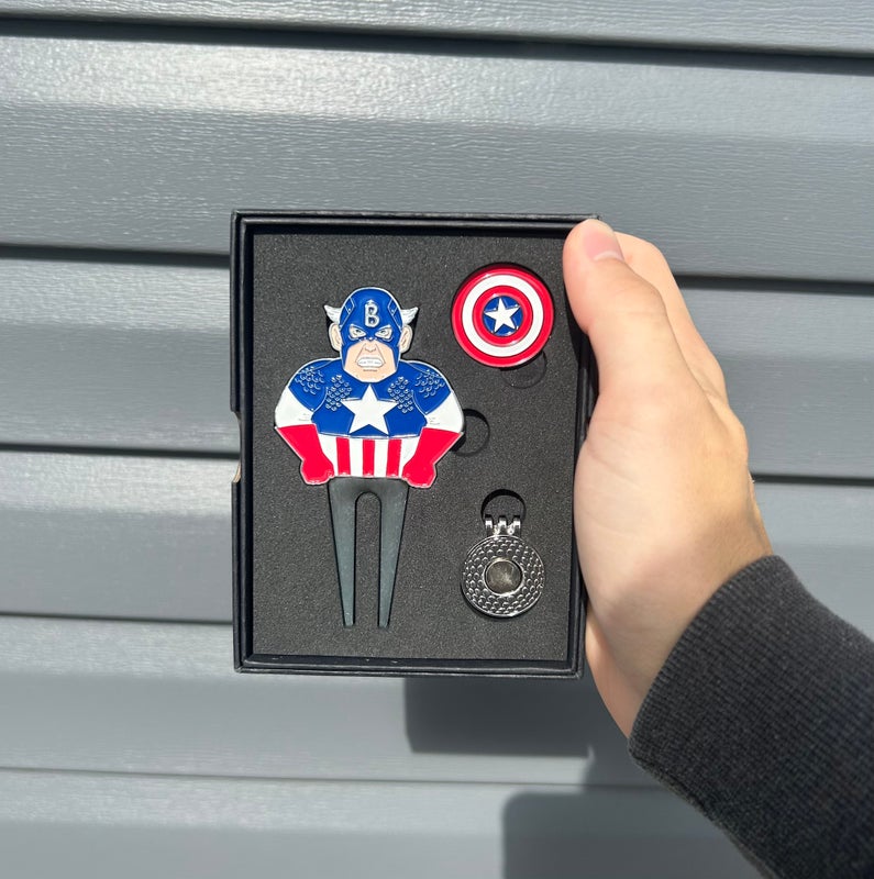 Captain America divot tool and ball marker