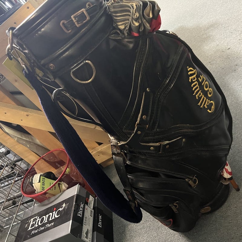 Used Titleist Cart Bag Leather Black White Golf Cart Bags SidelineSwap
