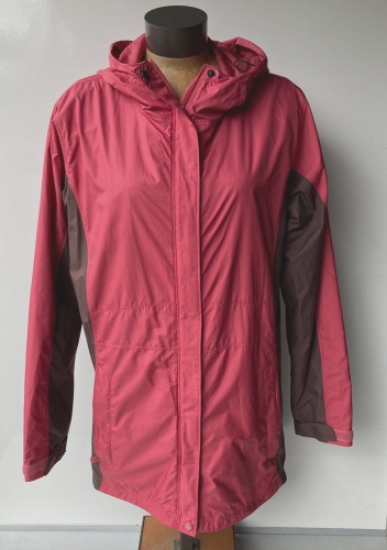 Columbia Women's Soft Red Hooded Lightweight Full-Zip Rain Coat Jacket ~ Size L