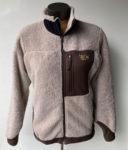 Vintage Mountain Hardwear Tan Deep-Pile Full-Zip Fleece Jacket Sweater ~ Size M