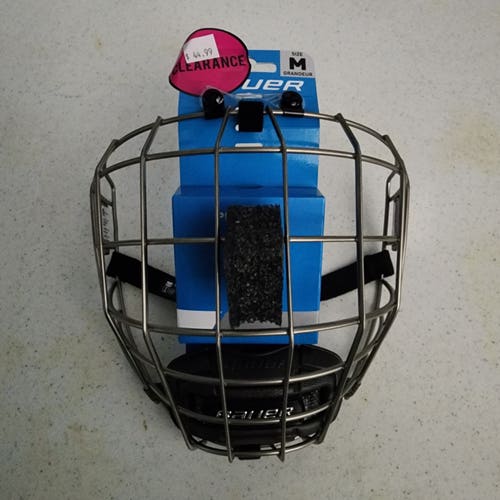 New Medium Bauer Profile III Facemask Full Cage - Silver