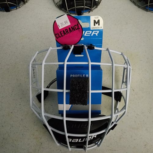 New Medium Bauer Profile II Facemask Full Cage - White