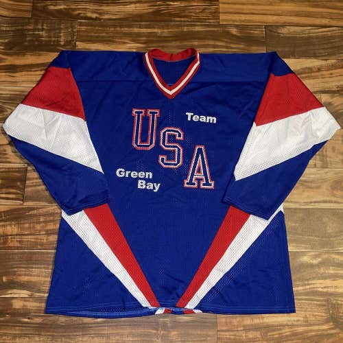 Vintage Green Bay USA Team Hockey Jersey RARE Size XL McCarthy Sorensen Athletic