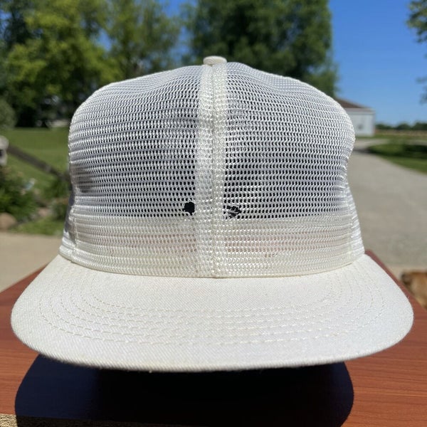 Vintage K-Brand K-Products Blank Plain Full Mesh White Snapback Cap Hat  RARE USA