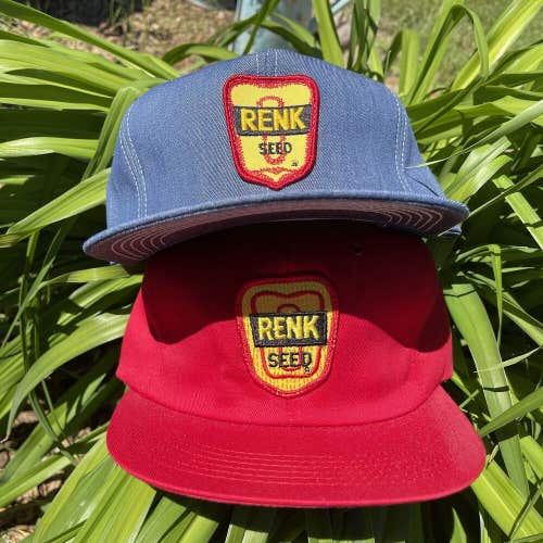 Vintage 1980s Renk Seeds Patch Denim Trucker Snapback Mesh Hats K-Brand Rare