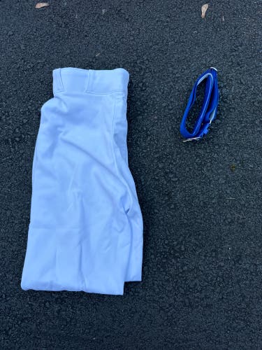 Brand New White Adult Small Champro Game Pants + Royal Blue Baseball Belt