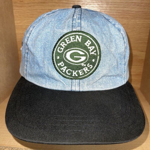 Vintage Green Bay Packers Denim Jean Strapback Hat NFL Pro Line AJD Cap