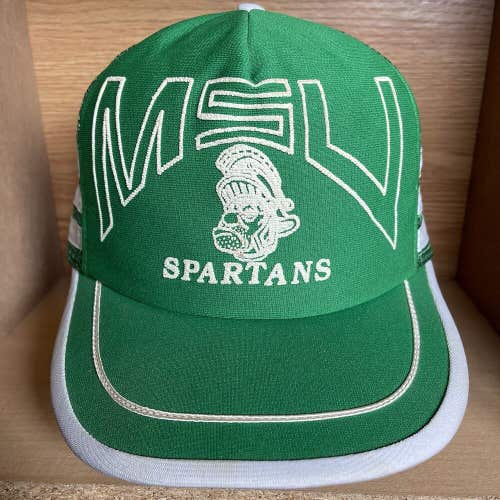 Vintage Michigan State University MSU Spartans 3 Stripe Snapback Hat Cap Rare