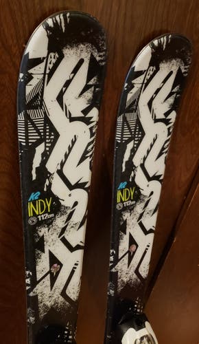 KIDS 112cm K2 Indy Rocker Skis w/ Marker 4.5 Adjustable Bindings*USED* CLEAN