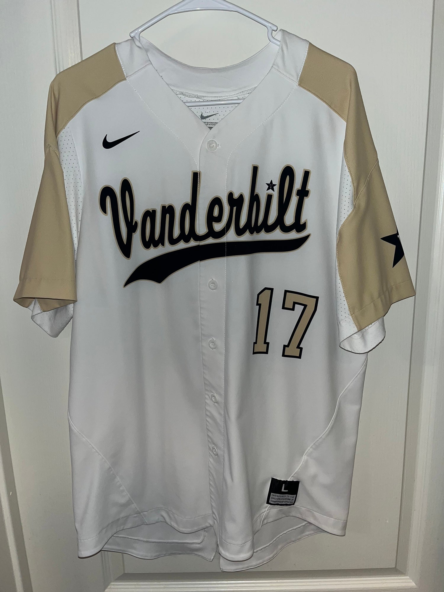Men's Nike Black/Gold Vanderbilt Commodores Pinstripe Replica Full-Button  Baseball Jersey
