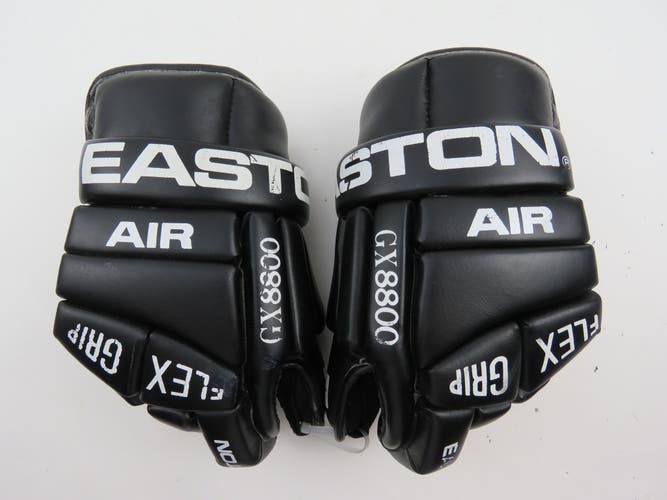 Vintage Easton AIR GX8800 Leather Hockey Gloves Flex Grip Size 14" All Black