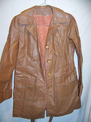 Vintage Leather Jacket Coat, Women's Small